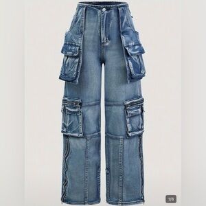 Women’s Blue Cargo Pocket Jeans